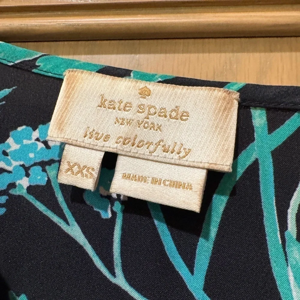 Kate Spade Hummingbird Silk Floating Blouse / tassle ties/  xxs